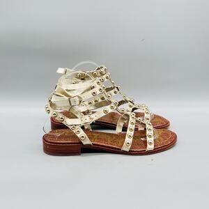 Sam Edelman Sandals Womens 8 Gold Leather Studded Gladiator Estella Shoes